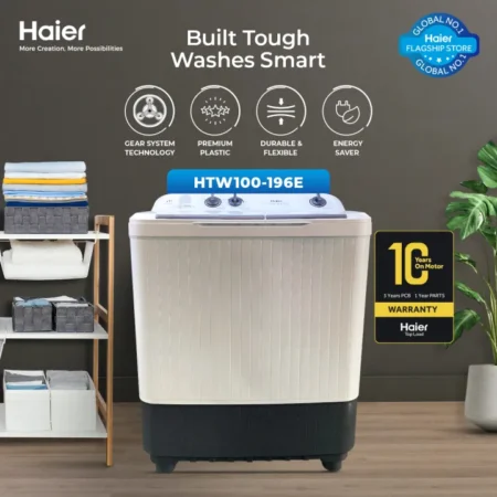 Haier HTW100-196E 10KG Washing Machine Semi Automatic | Twin Tub